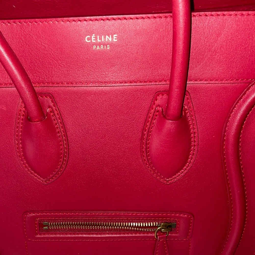 Celine paris hand bag Elegant Red Leather Tote Bag